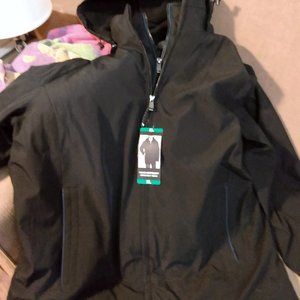 Men's winter coat, hooded tactical jacket, new with tags, charcoal grey, perfect